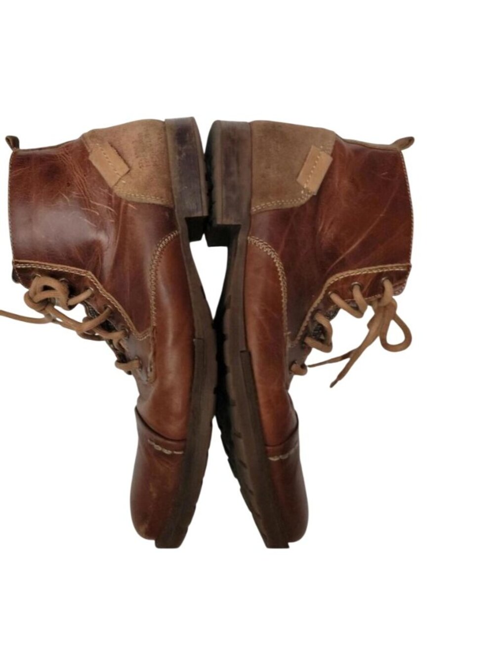 Bull Boxer Leather Mens Lace-Up Chukka Boots Size 11 Brown Stitched Treaded Sole